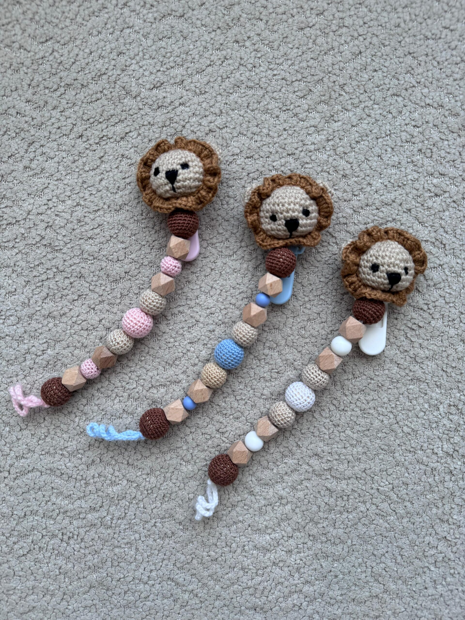Lion-Themed Crochet Pacifier Clip